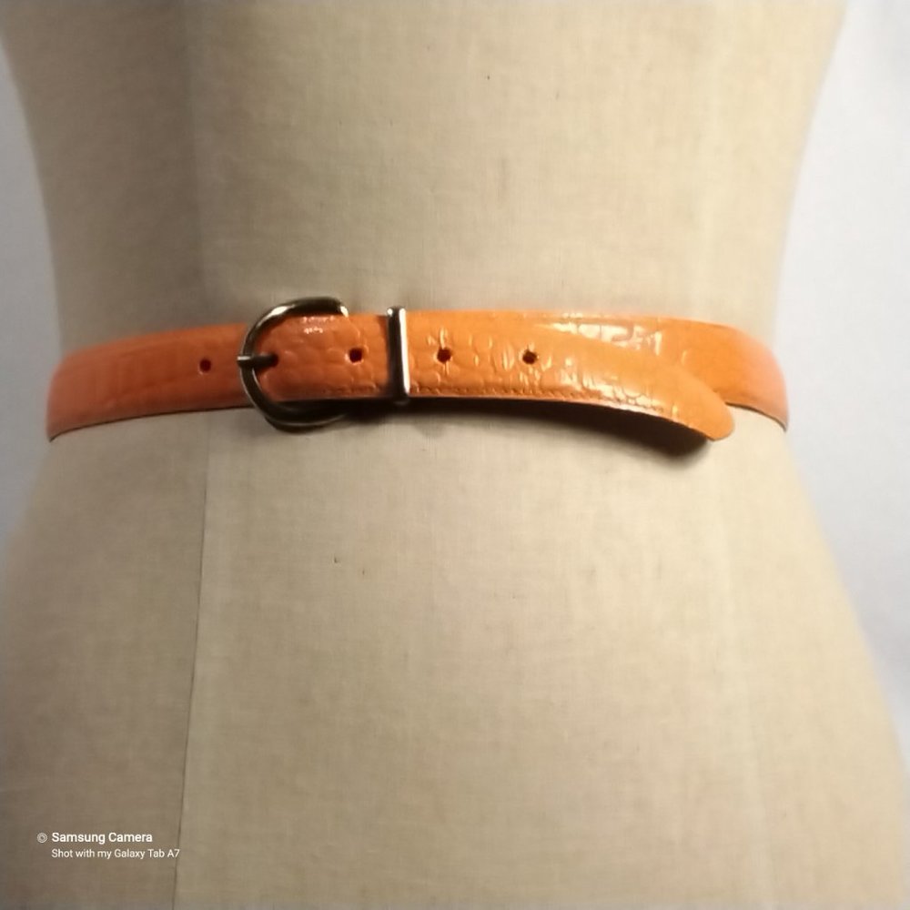 Unisex Women Coral/Pumpkin Spice Faux Alligator Belt New With Tags Size Small